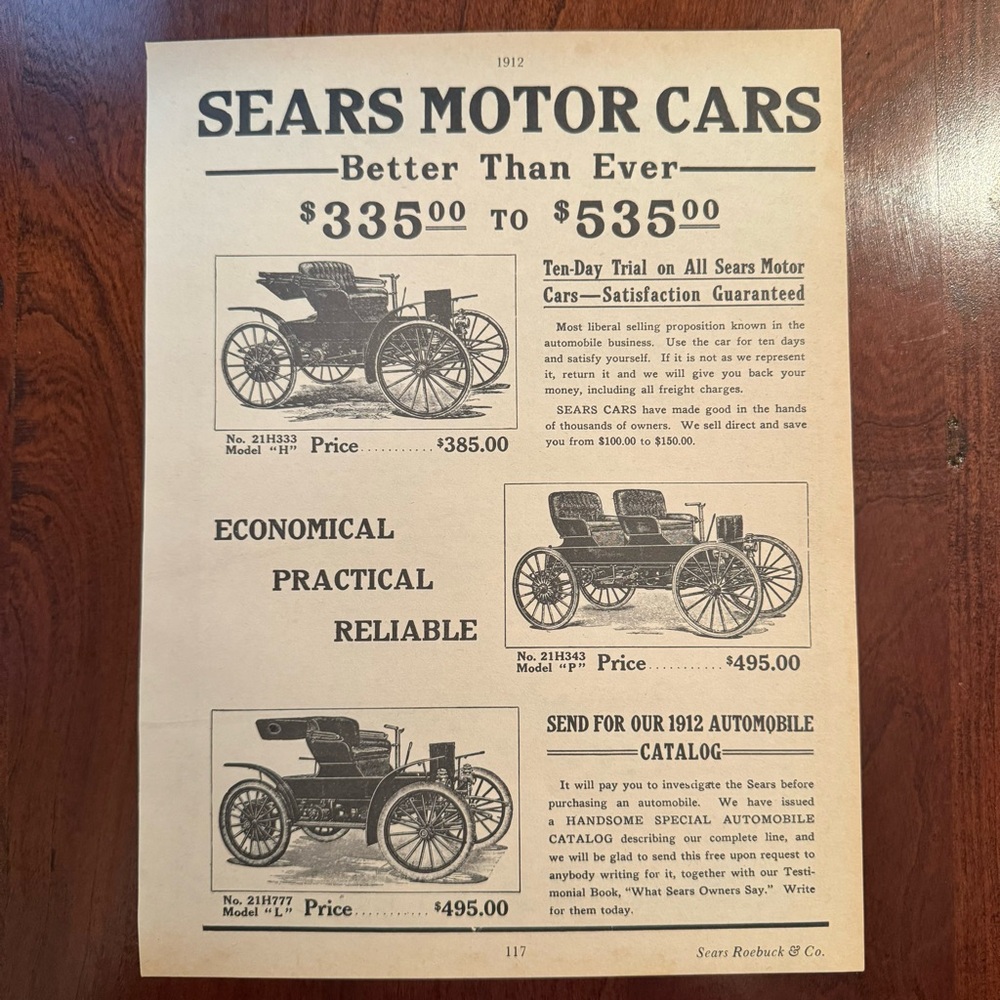 Vintage Sears Motor & Willys Car Advertisement